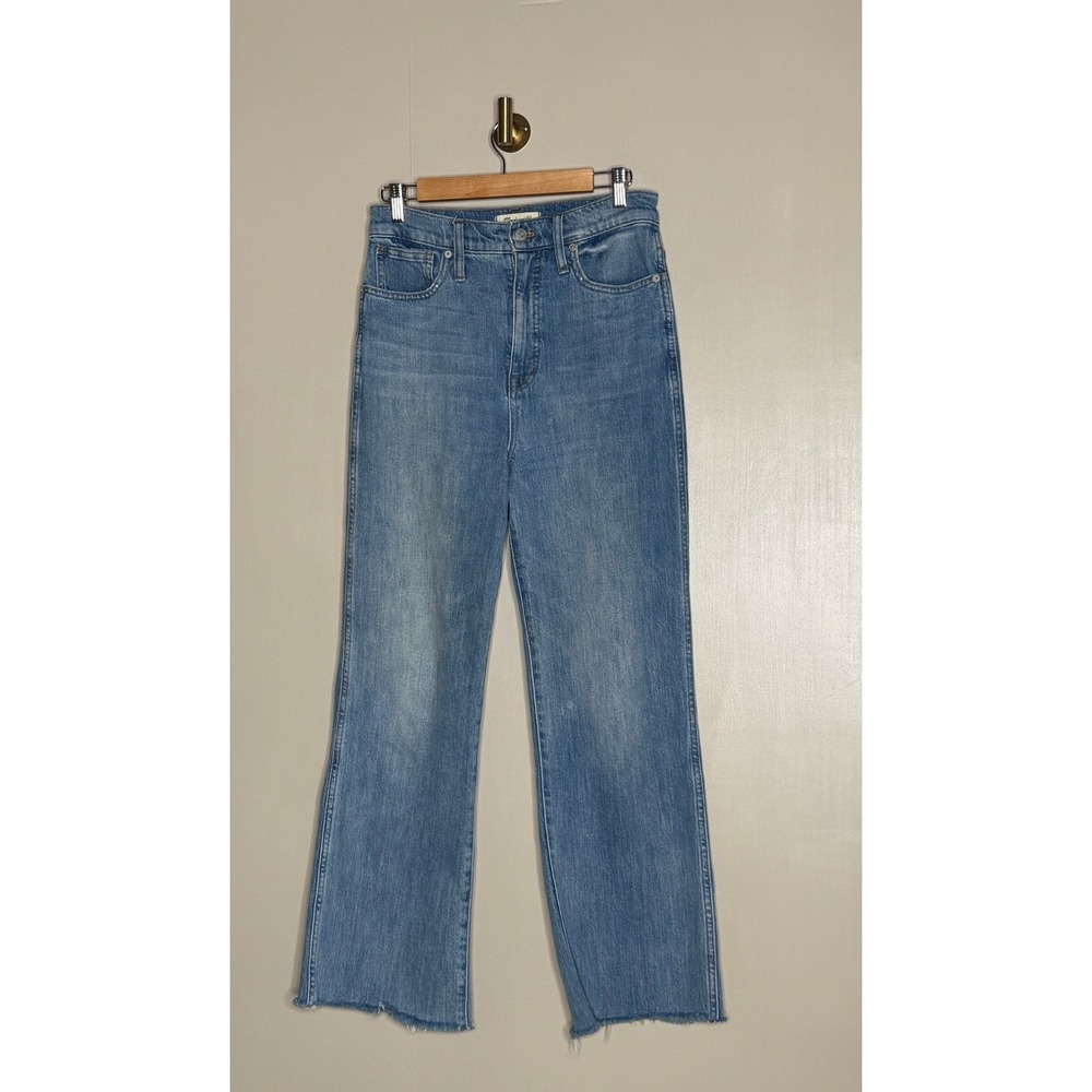 Madewell 11" High Rise Flare Jeans Size 29 Light Wash Raw Hem